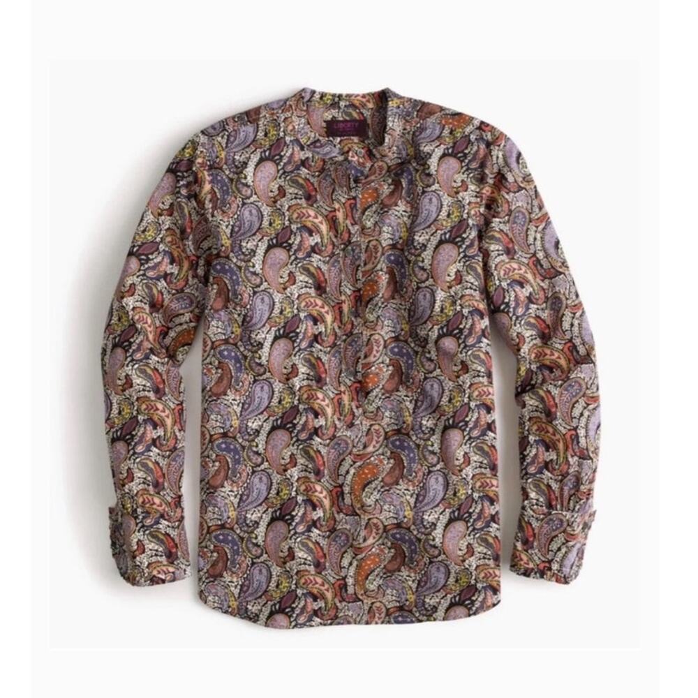 J Crew Liberty Art Fabrics Popover Top Size 4 Paisley Floral Cotton Blouse